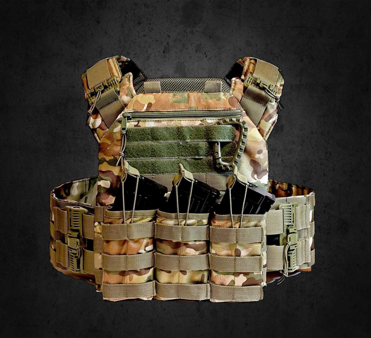 Плитоноска швидкого скидання + тройний підсумок під магазини та напашник мультикам - Зображення 3