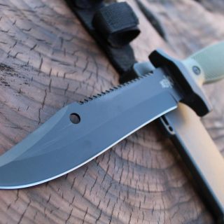 Тактичний ніж 30,5см чорний рукоятка олива