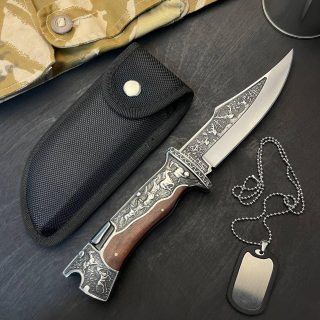Складаний мисливський ніж з гравіюванням 27см