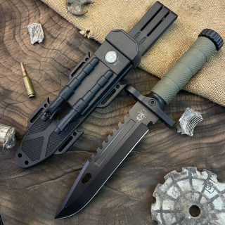 Тактичний ніж з кресалом та свистком AR-2518B