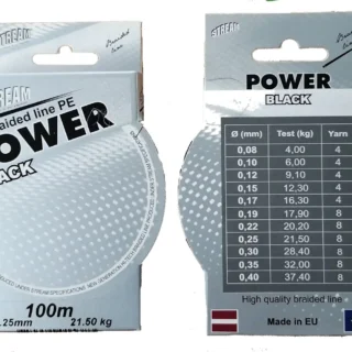 Шнур плетений 0.17 мм чорний Stream Power Black 100 m Латвія