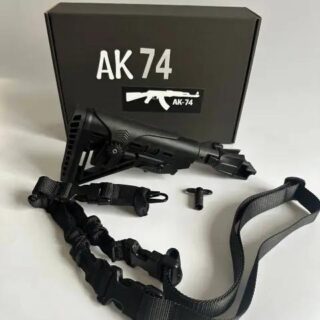 Приклад складний з антабкою до АК 74, АК 47, АКМ + трьохточковий ремінь Чорний