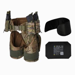 Комплект пояс WARBELT з балістичним захистом , захист ніг за 1 класом ДСТУ та 4-ма підсумками АК та Каремат 1