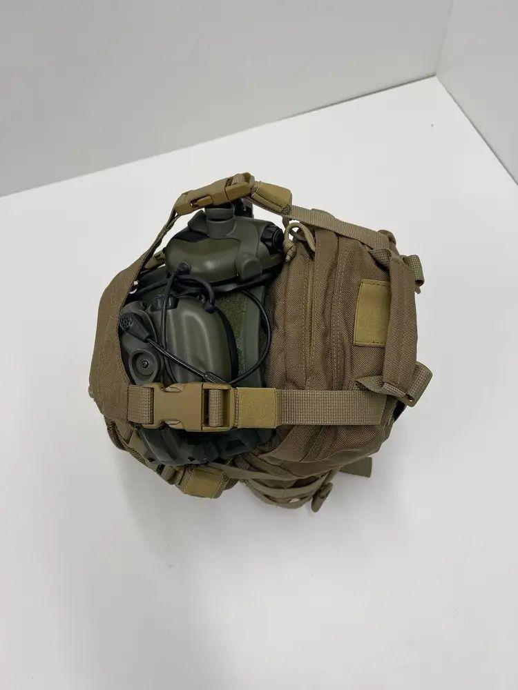 Штурмовий рюкзак 15л з кріпленням для шолома + 2 шт бокових підсумків Койот - Зображення 2