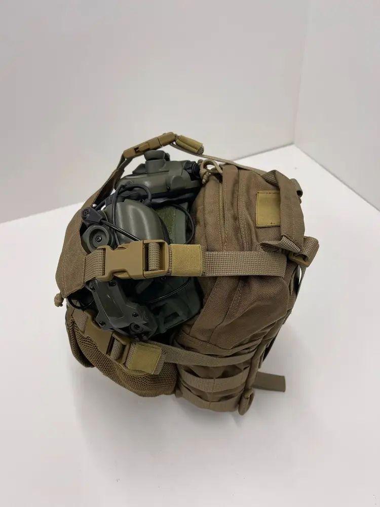 Штурмовий рюкзак 15л з кріпленням для шолома + 2 шт бокових підсумків Койот - Зображення 3