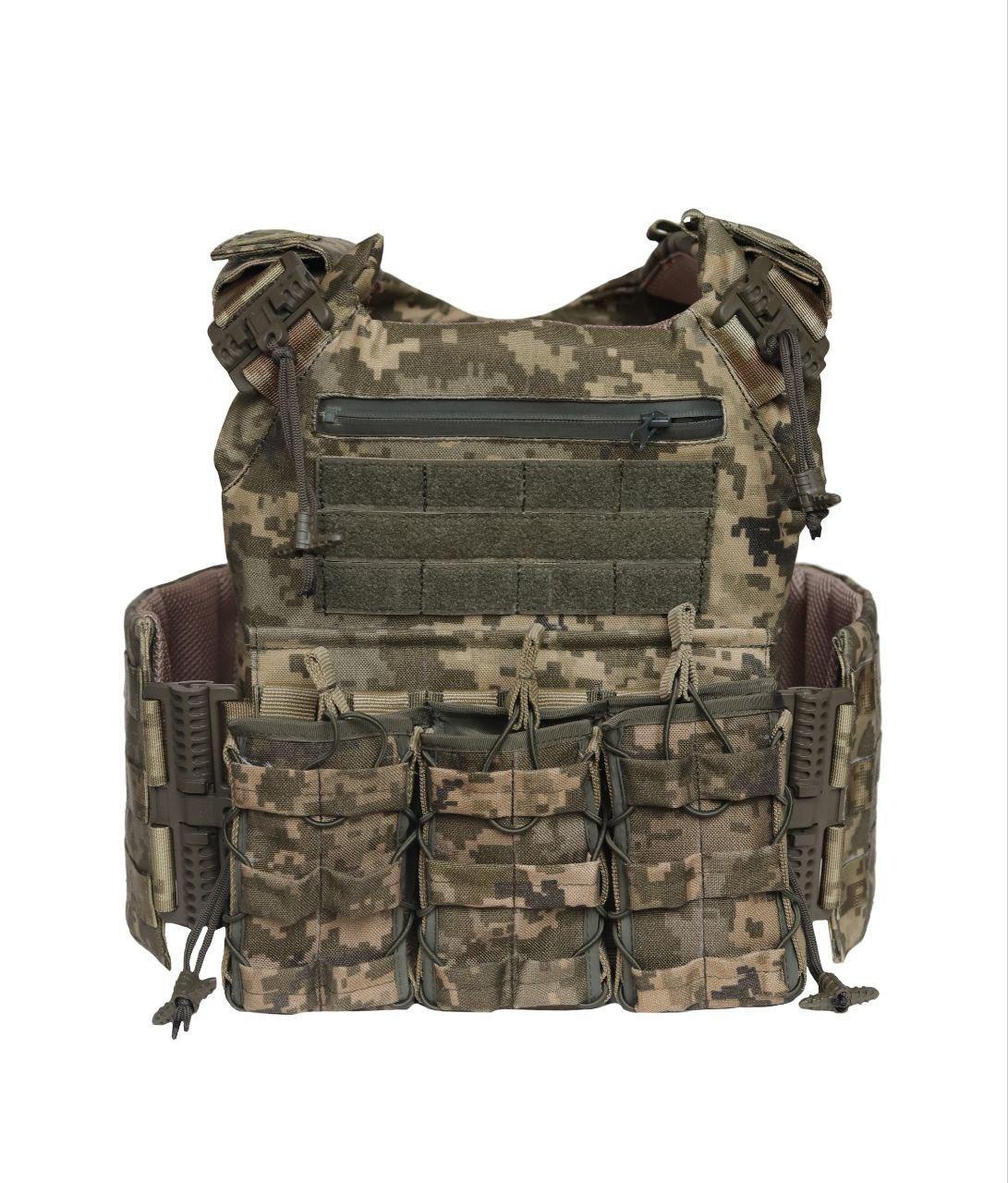 Плитоноска Cordura 1000D бокові кармани 15*20 см або 15*30 см + 3 підсумки Піксель - Зображення 2