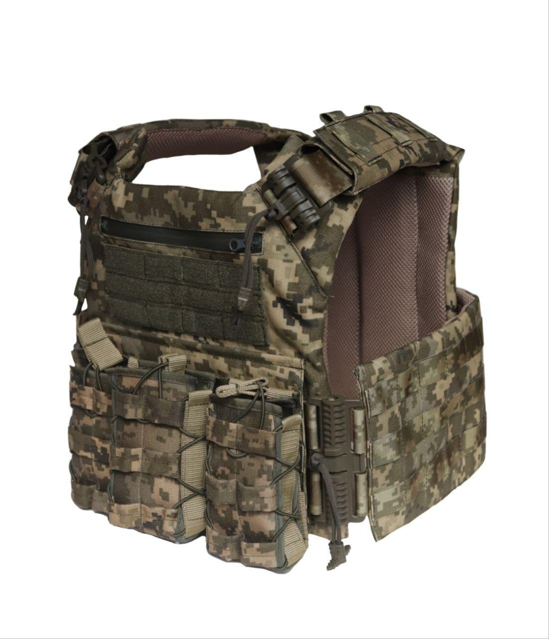 Плитоноска Cordura 1000D бокові кармани 15*20 см або 15*30 см + 3 підсумки Піксель - Зображення 6