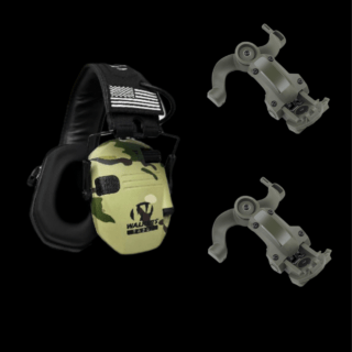 Тактичні активні навушники Walker's Razor мультикам + кріплення чебурашки олива