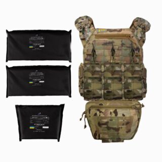 Плитоноска швидкого скидання WARMOR Gen.3 Pro Мультикам+ 4 підсумки та білістичні пакети 2 класу.