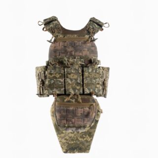 Плитоноска М7 PRO Піксель  з боковими карманами + 4 підсумки та захист паху 2 класу