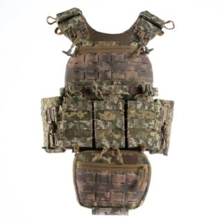 Плитоноска М7 PRO Піксель  з боковими карманами + 4 підсумки