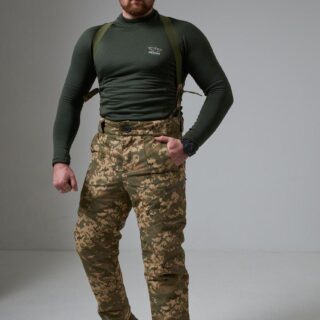 Тактичні зимові штани на підтяжках "Tactical WinterGuard Pro-X" піксель ЗСУ