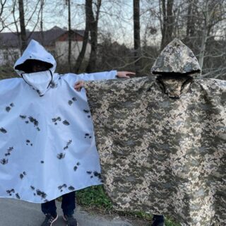 Плащ пончо анти-тепловізор двосторонній основа Біла клякса підкладка Піксель