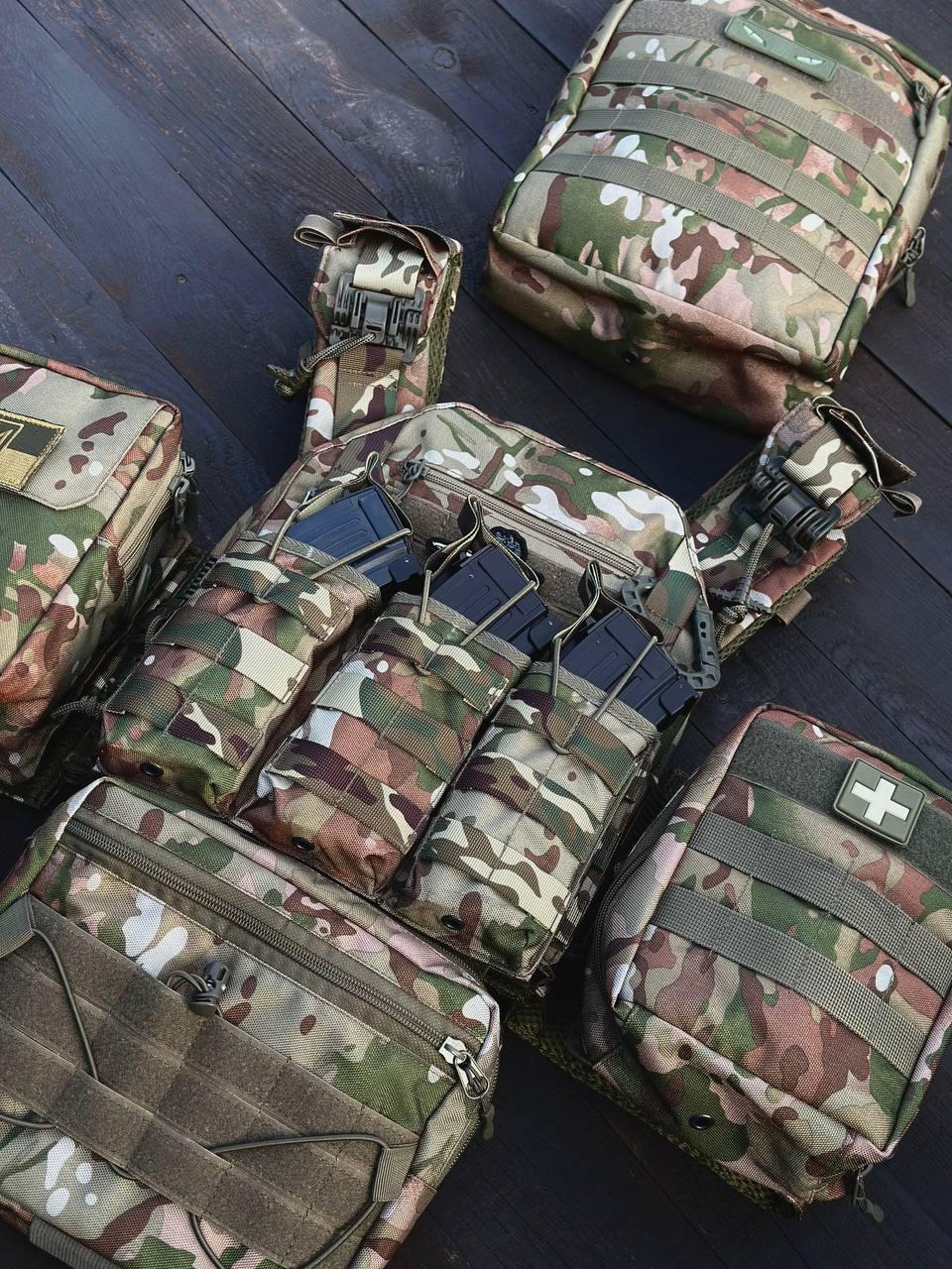 Плитоноска GEN.9 під плити 25*30, бокові кармани 15*30 + 5 підсумків Мультикам - Зображення 6
