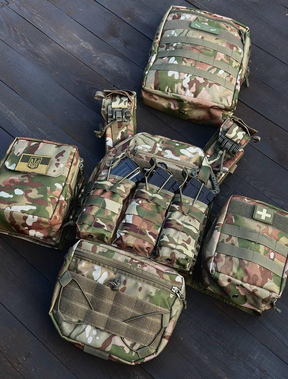 Плитоноска GEN.9 під плити 25*30, бокові кармани 15*30 + 5 підсумків Мультикам - Зображення 2