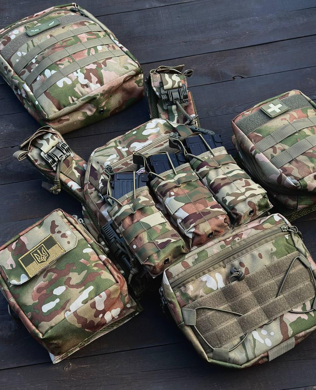 Плитоноска GEN.9 під плити 25*30, бокові кармани 15*30 + 5 підсумків Мультикам - Зображення 5
